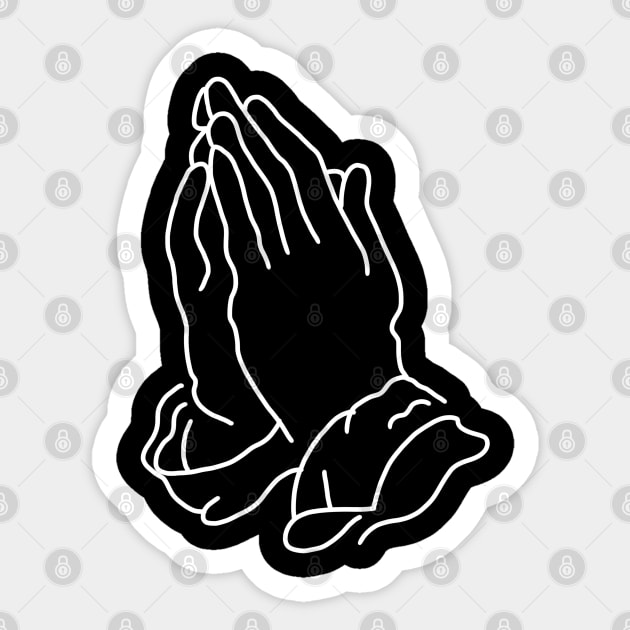 minimalistic line art praying hands in white (tattoo) Sticker by acatalepsys 